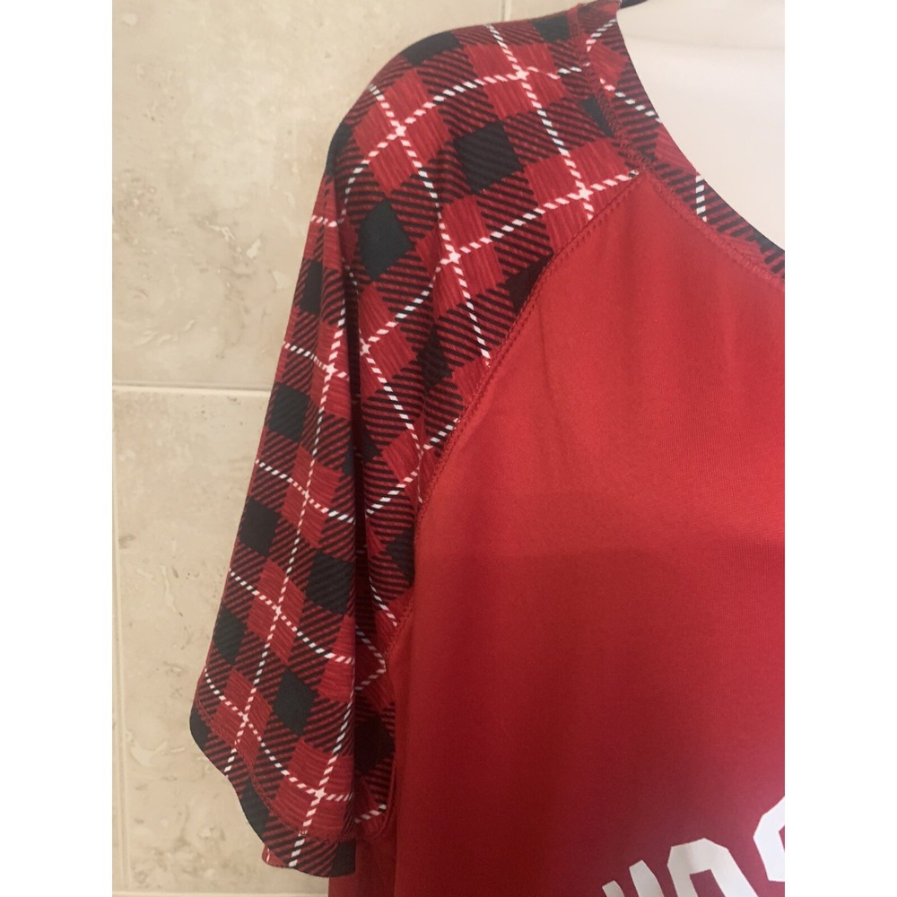 NWT womens red plaid " most likely to drink all the wine" new sleepshirt 2X - Picture 5 of 7